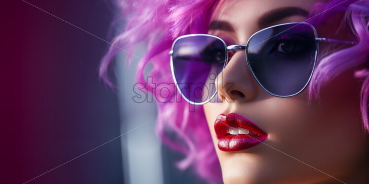 Woman with purple sunglasses and hair - Starpik Stock