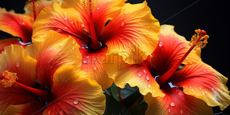 Yellow hibiscus flowers on black background - Starpik Stock