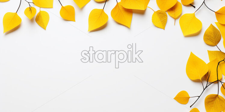 Yellow leaves forming a frame - Starpik Stock