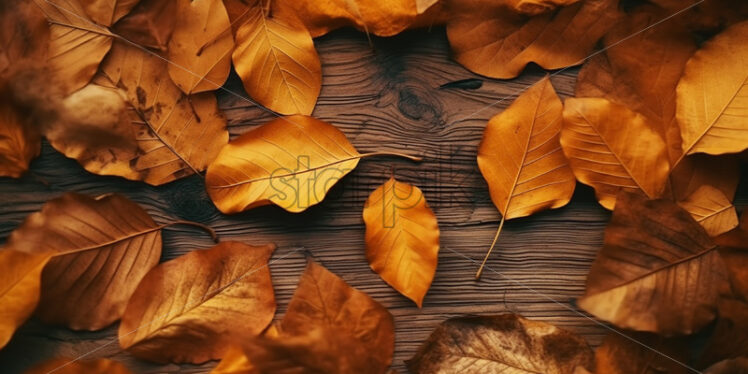 Yellow leaves on the ground, top view - Starpik Stock