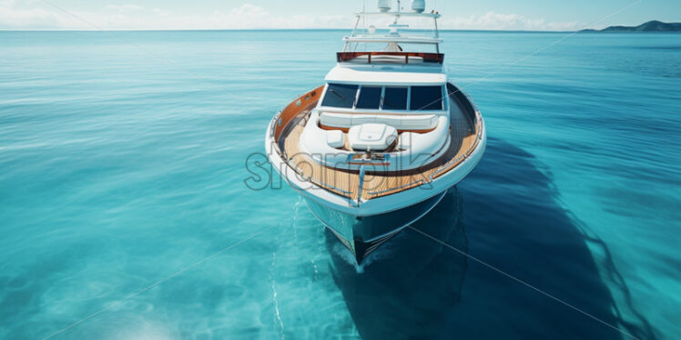 a boat cruising in the sea crystal water - Starpik Stock