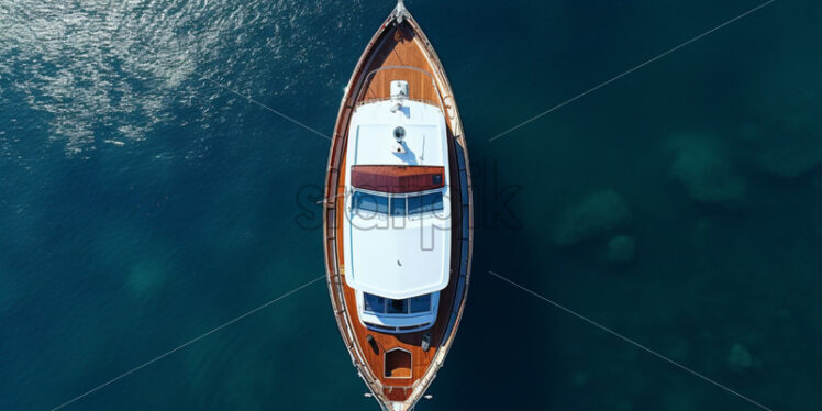 a boat cruising in the sea crystal water - Starpik Stock