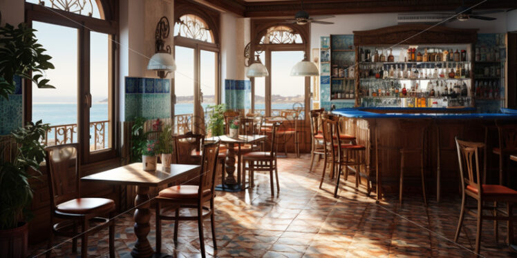 a spanish cafe with sea views - Starpik Stock