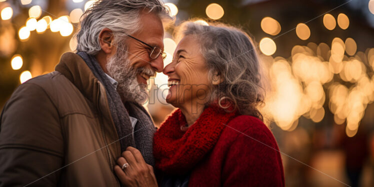 an old couple walking outdoors happy - Starpik Stock