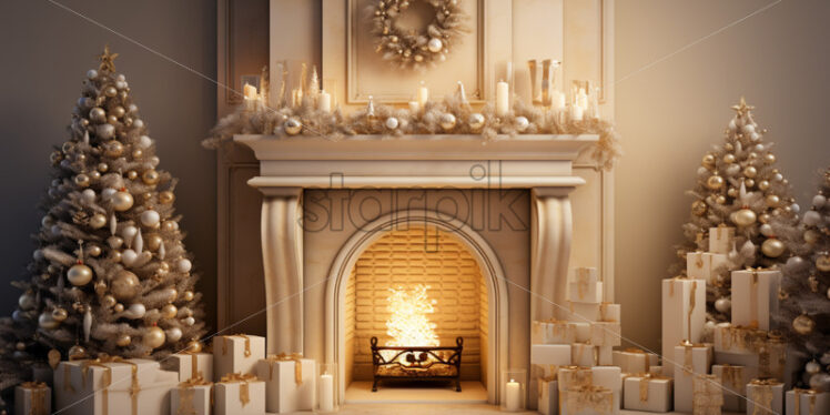 christmas decorations fireplace holiday ambiances - Starpik Stock