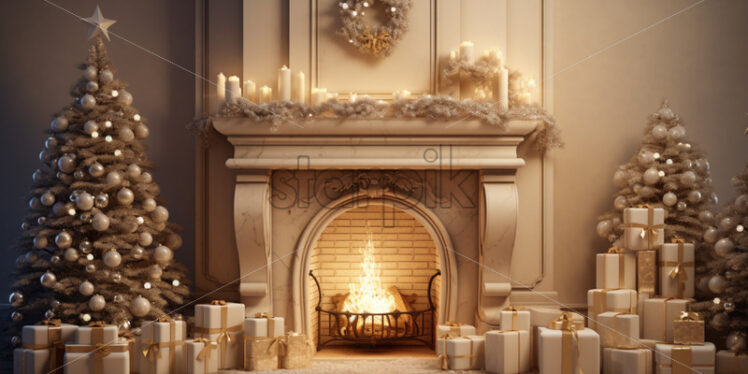 christmas decorations fireplace holiday ambiances - Starpik Stock