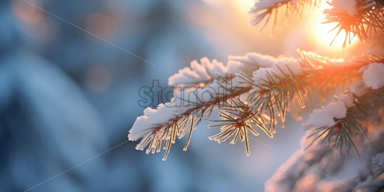 frozen fir tree branch winter backgrounds - Starpik Stock