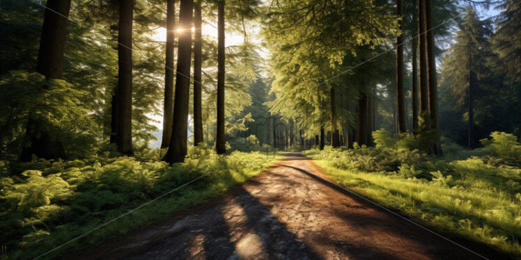 path in the green forest sunshine background - Starpik Stock