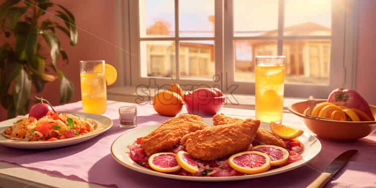 schnitzel a thin sliced meat one of the germany delicacies - Starpik Stock