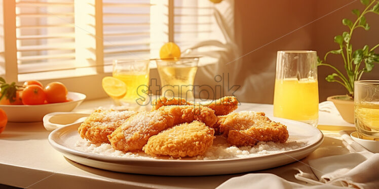 schnitzel a thin sliced meat one of the germany delicacies - Starpik Stock