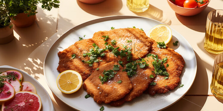 schnitzel a thin sliced meat one of the germany delicacies - Starpik Stock