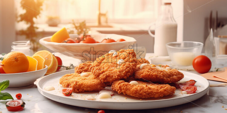 schnitzel a thin sliced meat one of the germany delicacies - Starpik Stock