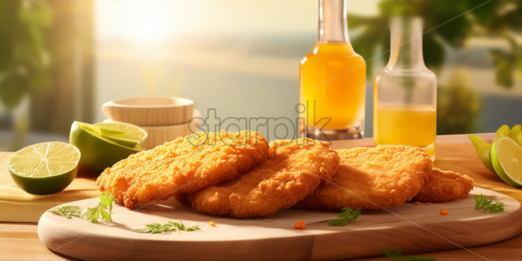 schnitzel a thin sliced meat one of the germany delicacies - Starpik Stock