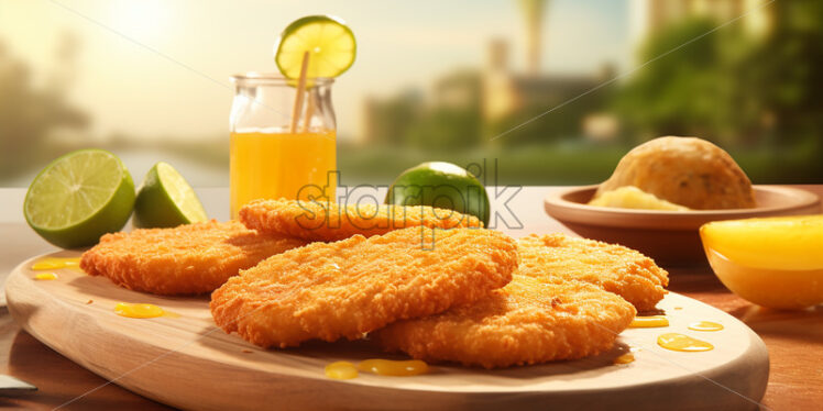 schnitzel a thin sliced meat one of the germany deliccies - Starpik Stock