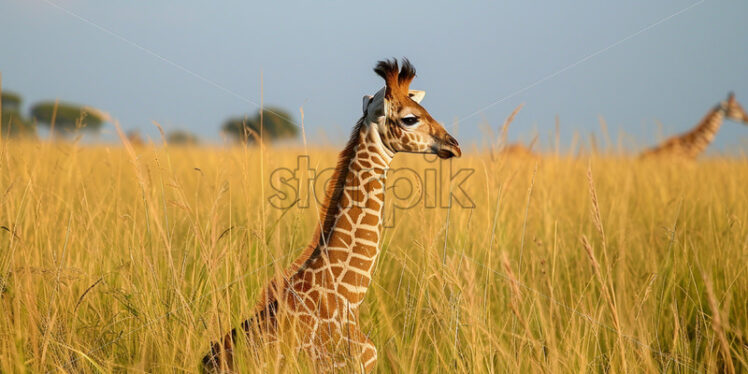 A baby giraffe in the savannah - Starpik Stock