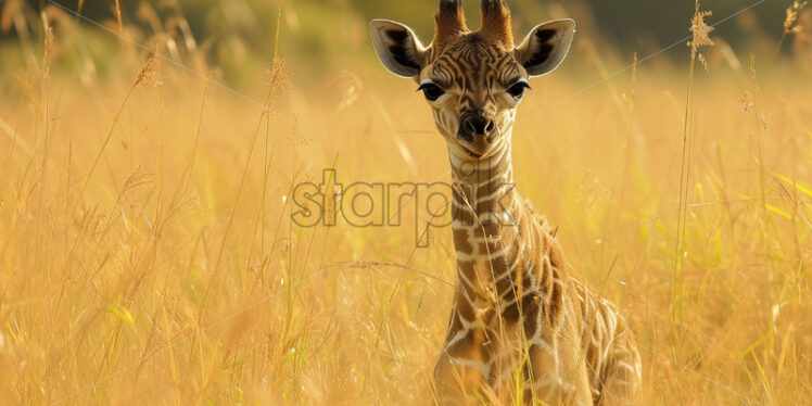 A baby giraffe in the savannah - Starpik Stock