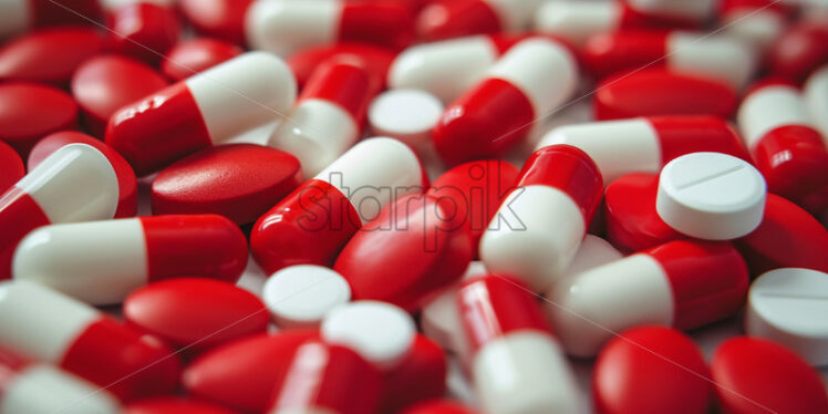 A background created from red and white pills - Starpik Stock