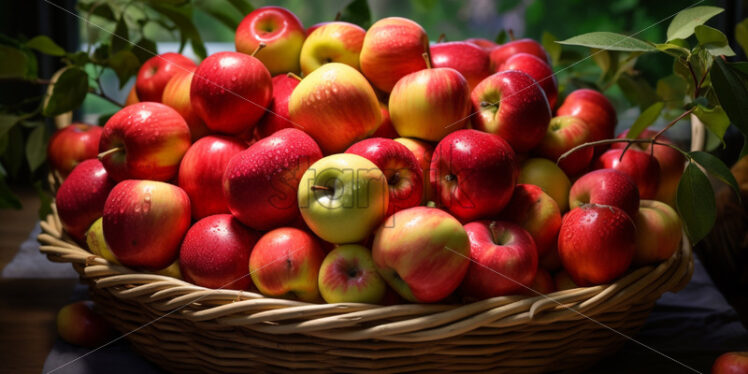 A basket full of colorful apples - Starpik Stock