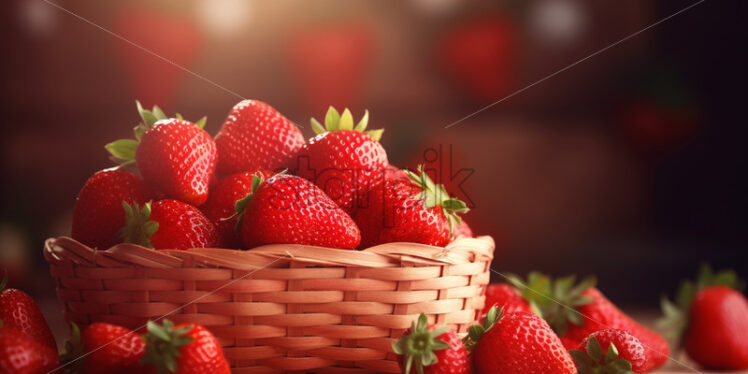 A basket of fresh ripe strawberries on a table - Starpik Stock