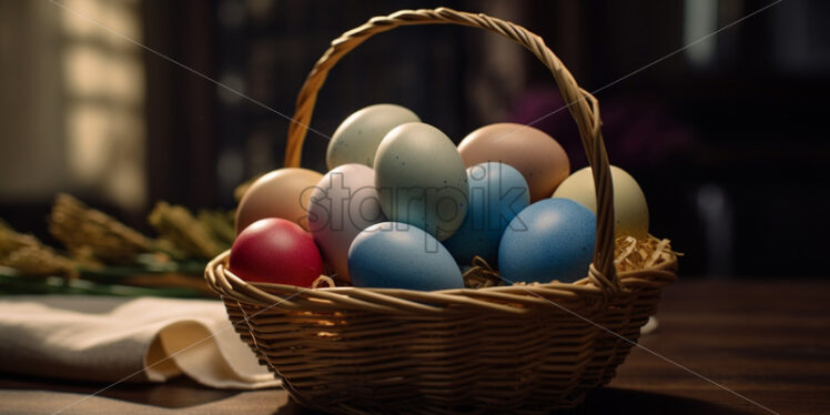 A basket with painted eggs - Starpik Stock