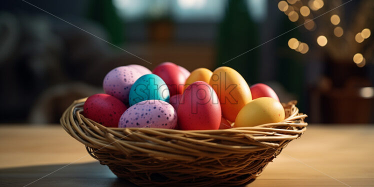 A basket with painted eggs - Starpik Stock