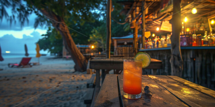 A beach bar with refreshing drinks and tropical cocktails - Starpik Stock