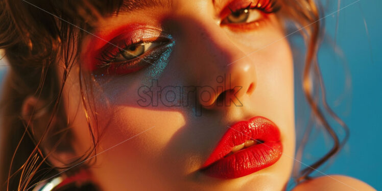 A beautiful model girl with extravagant make-up - Starpik Stock