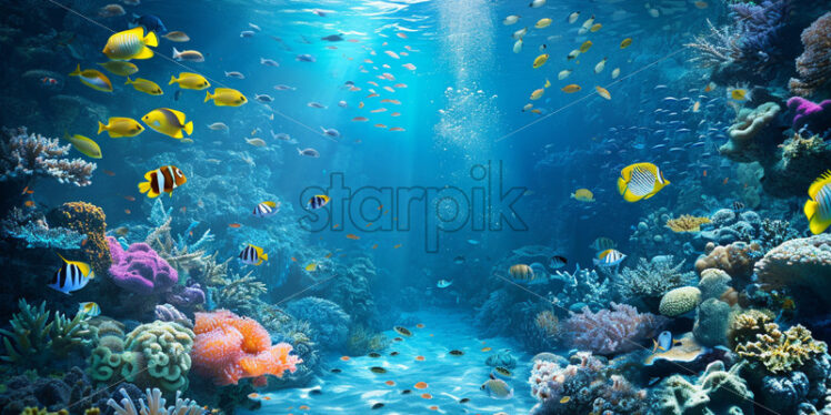 A beautiful underwater landscape with fish and corals - Starpik Stock