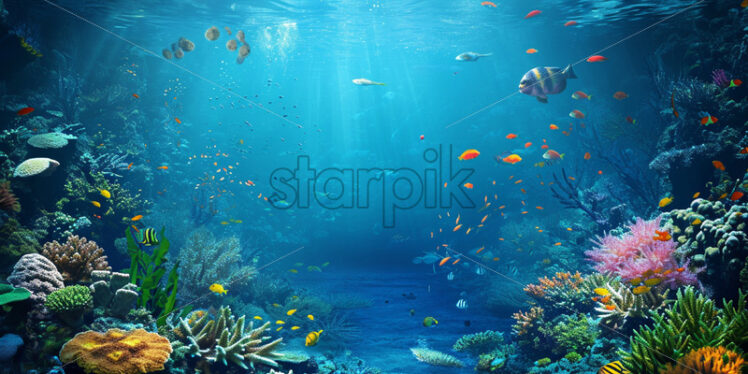 A beautiful underwater landscape with fish and corals - Starpik Stock