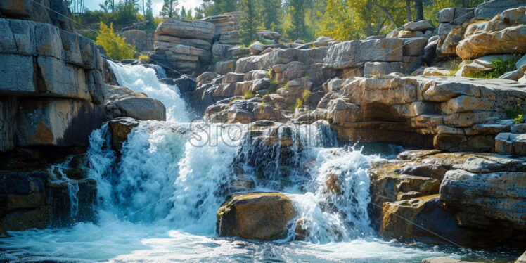 A beautiful waterfall in a rocky area - Starpik Stock