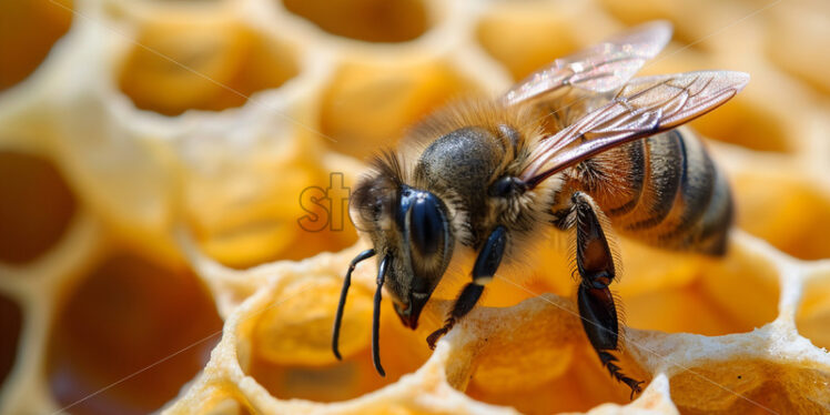 A bee making honey in the honeycomb - Starpik Stock