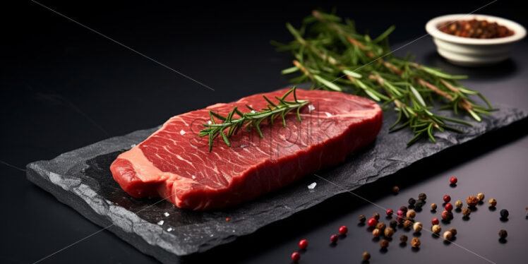 A beef steak on a ceramic plate - Starpik Stock