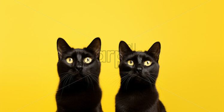 A black cat on a yellow background - Starpik Stock