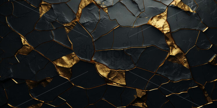 A black wall with golden cracks - Starpik Stock