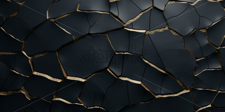 A black wall with golden cracks - Starpik Stock