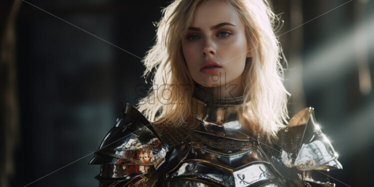 A blonde girl in medieval armor - Starpik Stock