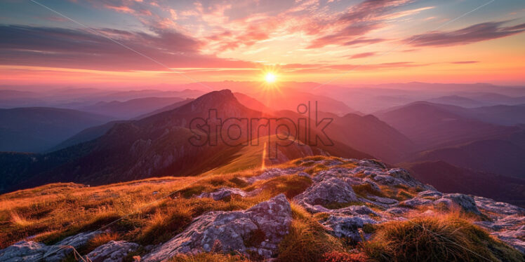 A breathtaking sunset casting warm hues over the horizon - Starpik Stock