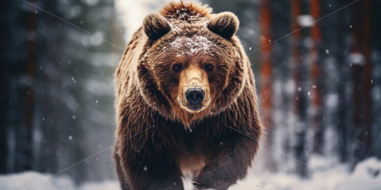 A brown bear in the forest in winter - Starpik Stock