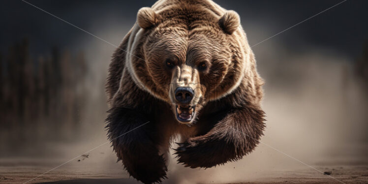 A brown bear runs in the mountains - Starpik Stock