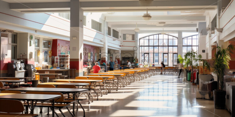 A bustling school cafeteria during lunchtime - Starpik Stock