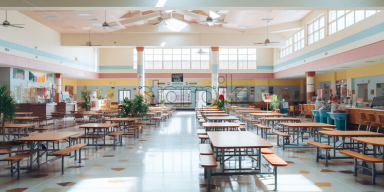 A bustling school cafeteria during lunchtime - Starpik Stock