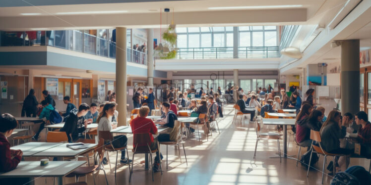 A bustling school cafeteria during lunchtime - Starpik Stock