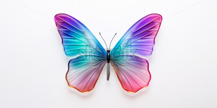 A butterfly made of colored glass on a white background - Starpik Stock