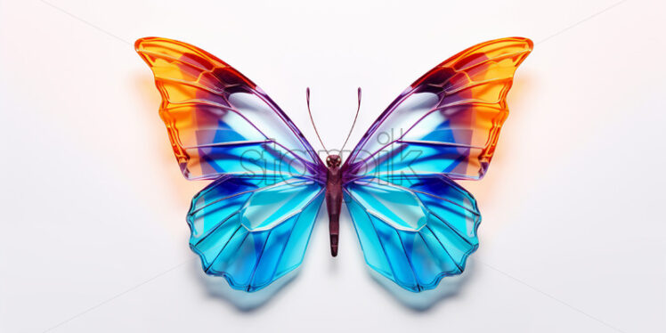 A butterfly made of colored glass on a white background - Starpik Stock