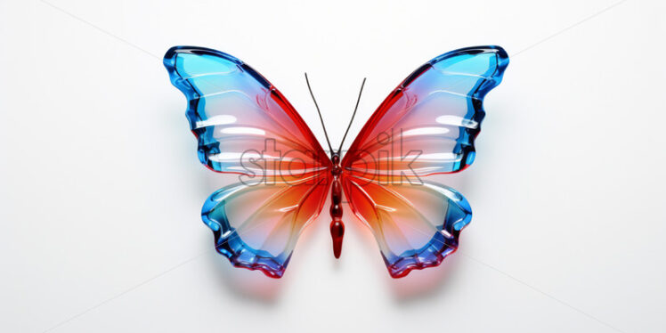 A butterfly made of colored glass on a white background - Starpik Stock