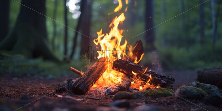  A campfire in the forest - Starpik Stock