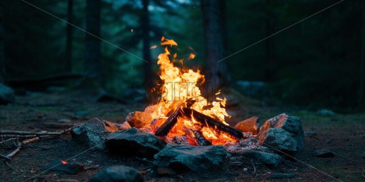 A campfire in the forest - Starpik Stock