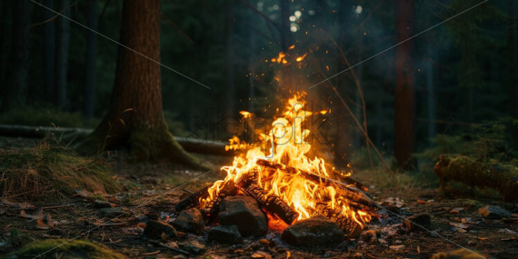 A campfire in the forest - Starpik Stock