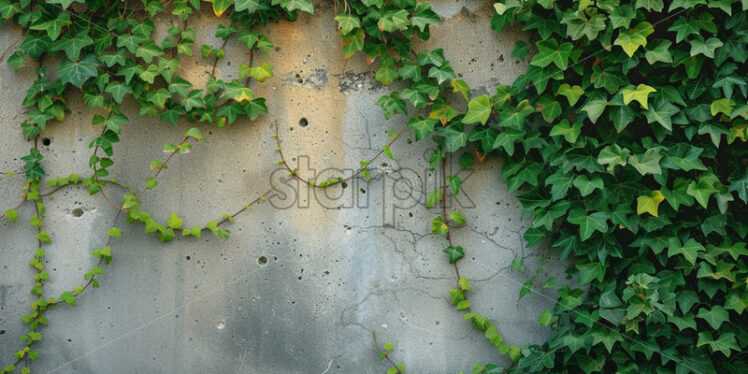 A concrete wall with vines climbing on it - Starpik Stock