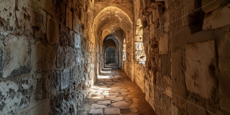 A corridor in the medieval fortress - Starpik Stock